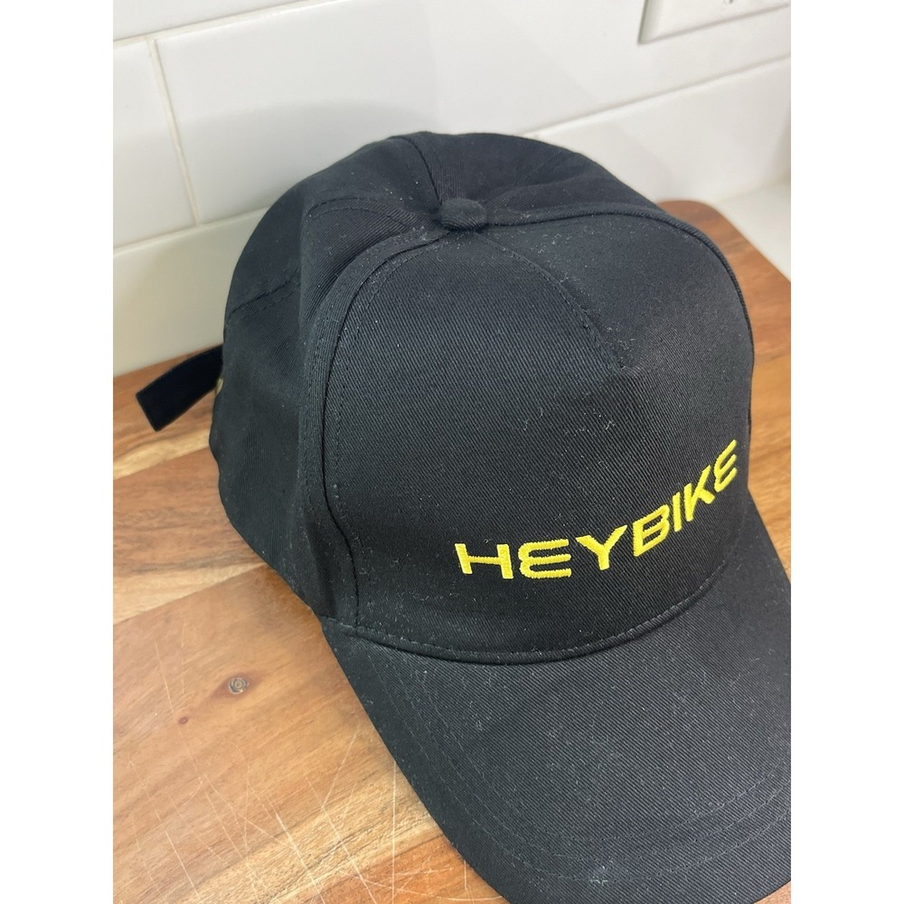Heybike Slideback Hat Cap Black One Size Embroider Logo Adjustable Outdoor NWOT - Picture 2 of 8